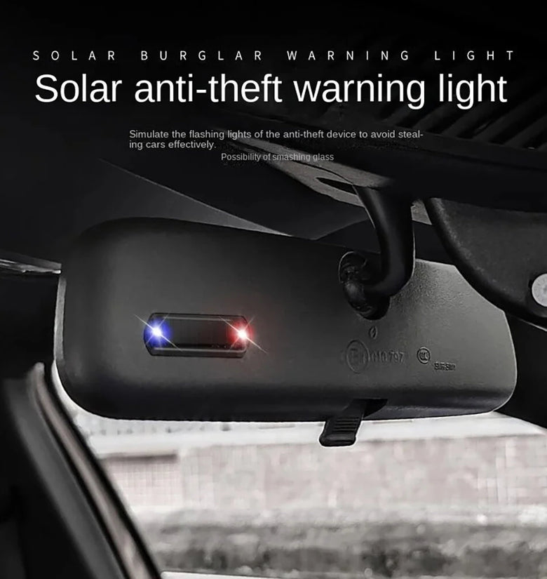 Car Mini LED Solar Power Warning Light Night Security Simulated Alarm Wireless Anti-theft Lamp Strobe Dummy Alarm Lamp for Car Motorcycle Bike