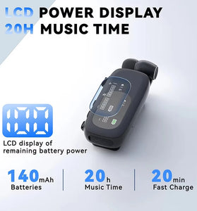 K75 Lavalier Headset bluetooth Earphone Intelligent Call Noise Cancelling 20H Playback LCD Digital Display Clips-on Wired In-ear Lavalier Headphones