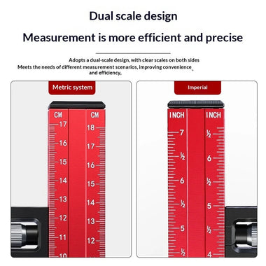 Aluminum Alloy Woodworking Marking Height Gauge Dual Scale Laser Engraved Precision Tool Adjustable 180mm 360mm 640mm Fine Tuning Ruler Accurate Measuring
