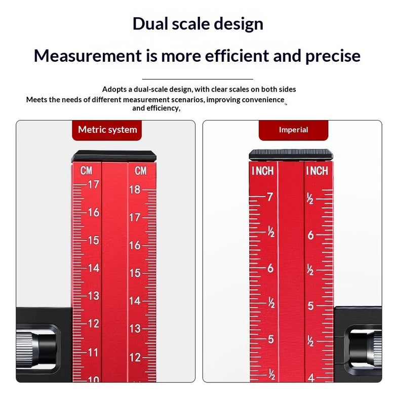 Aluminum Alloy Woodworking Marking Height Gauge Dual Scale Laser Engraved Precision Tool Adjustable 180mm 360mm 640mm Fine Tuning Ruler Accurate Measuring