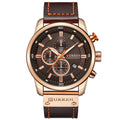 CURREN Men Leather Strap Sport Watches Six-hand Chronograph Wristwatch Waterproof Watches Multifunctional Quartz Watch