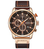 CURREN Men Leather Strap Sport Watches Six-hand Chronograph Wristwatch Waterproof Watches Multifunctional Quartz Watch