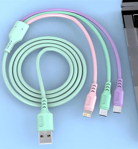 3-in-1 Universal USB-A to Micro/iP/Type-C Cable Fast Charging Copper Core Line 1.2M Long for iPhone 15 14 13 Pro for Huawei Nova Flip for Samsung Galaxy Z Flip6 for Xiaomi Civi 4pro