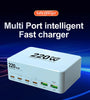 [GaN Tech]Bakeey WLX-818L 220W 6-Port USB PD Charger 2USB-A+4USB-C PD QC3.0 Fast Charging Desktop Charging Station EU Plug US Plug for iPhone 16 15 Pro 14 13 12 Pro Max for HUAWEI for SAMSUNG for Airpods for Apple Watch