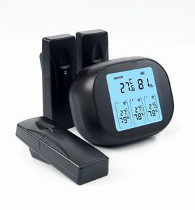 3-in-1 Wireless Hygrometer with Dual Sensors Indoor Outdoor Temperature Humidity Gauge 433Mhz 100m Range USB Charging 2000mAh Battery Max Min Memory Adjustable Brightness