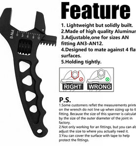 Universal AN3-12 Adjustable Wrench Lightweight Aluminum Fitting Tool Corrosion-Resistant AN Hose Fitting Spanner Red/Black/Blue