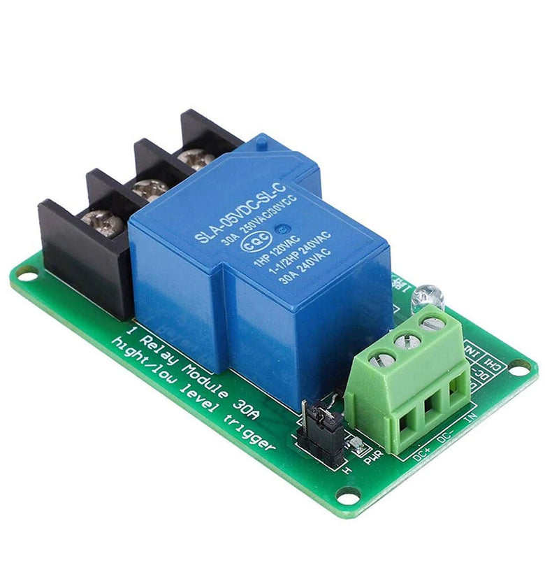 1 Channel Relay Module 30A with Optocoupler Isolation 5V Supports High and Low Trigger