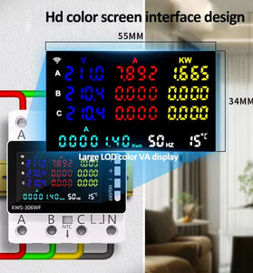 Tuya Wifi Power Energy Meter AC Monitor AC 85-290V 80A 3 Phase 4-wire DIN Rail Over Under Voltage Protector Electricity Meter
