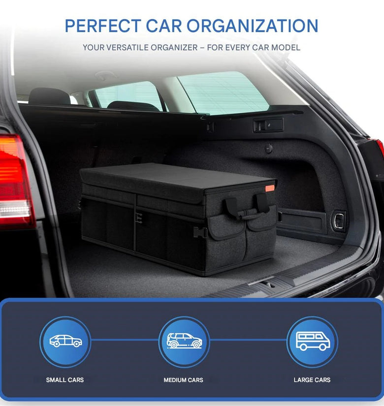 Premium Foldable Car Boot Organiser Large Capacity Oxford Fabric Non Slip Design Collapsible Storage Bag with Multiple Compartments Water Repellent