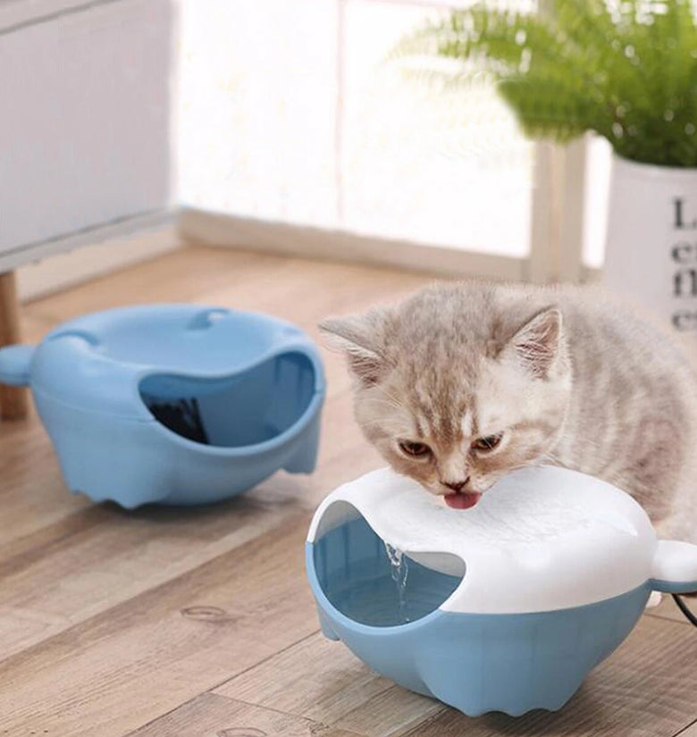 Automatic Small Pet Cat Dog Water Source Fountain Dispenser Drinking Cup Bowl - Blue white