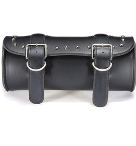 Motorcycle Scooter Tool Bag Saddle Bag Leather Storage Black