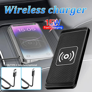 USB/Type-C Wireless Car Charger For Car Fast  7.5W/10W/15W Car Wireless Charger Dock Station Fast Charging For Iphone Samsung