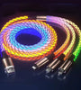6A 66W USB-A to Type-C/iP/Micro USB RGB Gradient Cable Fast Charging Data Transmission Copper Core Line 1.2M Long for iPhone 16 16 Pro 15 15 Plus 13 12 for Huawei Mate XT for Xiaomi 15pro for Samsung Galaxy Z Flip6