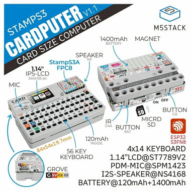 M5Stack Cardputer v1.1 StampS3A Development Board ESP32-S3 Portable Computer 1.14 Inch Screen 56Key Keyboard Card Microcontrolle
