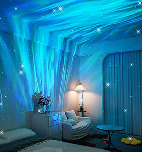 Elfeland LED Rechargeable Aurora & Starry Sky Projector Lamp Dreamy Starlight Night Light With Bulit-in Bluetooth Speaker Remote Control Atmosphere Decoration Lighting
