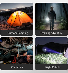 WARSUN Rechargeable Flashlight 1900 Lumens 5500 Mah Super Bright Magnet Flash Light Powerful Handheld LED Portable Waterproof Flashlight