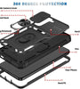 Multi-layers Shockproof Mobile Phone Case with Metal Patch Ring Holder Hard PC+TPU Protective Case for Samsung Galaxy S23 Ultra