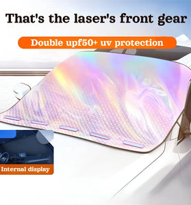 5 Strong Magnetic Buckles Laser Reflective Aluminum Sunshade UV Protection Insulation Foldable Waterproof Heat Shield for Cars SUVs Sedans