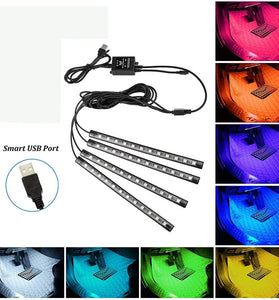 48 LED Car Interior Ambient Foot Strip Light Backlight Remote App Music Control Auto RGB Decorative Lamps