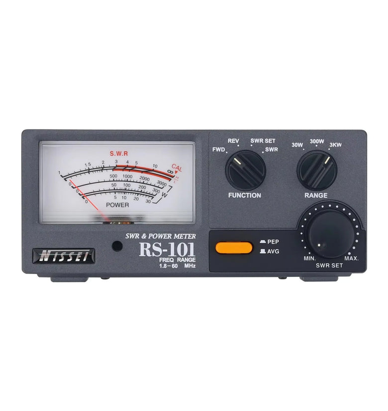 NISSEI RS-101 SWR Power Meter 1.8-60MHz Frequency Range 0-3KW Adjustable Power LED Backlight SO-239 Connectors 50 Ohm Low Loss Radio Accessories