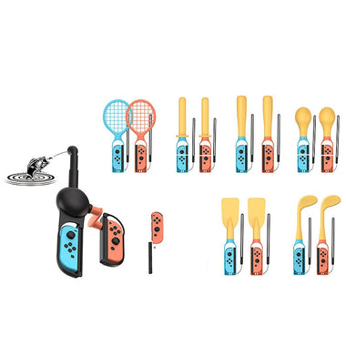 24-in-1 Switch2 Sports Motion Sensor Set with Tennis Racket Fishing Rod Gun Stock Wrist Strap and Leg Strap