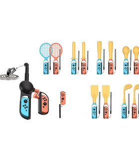 24-in-1 Switch2 Sports Motion Sensor Set with Tennis Racket Fishing Rod Gun Stock Wrist Strap and Leg Strap