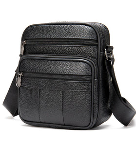 Ekphero Men's Genuine Leather Shoulder Bag Bussiness Casual Messenger Bag Multiple Pocket Capacity Crossbody Bag