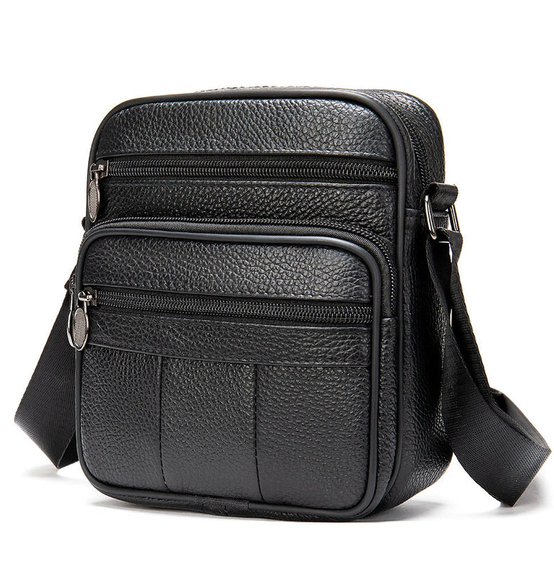 Ekphero Men's Genuine Leather Shoulder Bag Bussiness Casual Messenger Bag Multiple Pocket Capacity Crossbody Bag