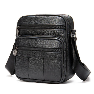 Ekphero Men's Genuine Leather Shoulder Bag Bussiness Casual Messenger Bag Multiple Pocket Capacity Crossbody Bag