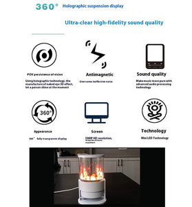 3D Hologram Projector Fan With Built-in Bluetooth Speaker 360 Viewing Angle Cylindrica Screen Advertising Display Machine APP Control