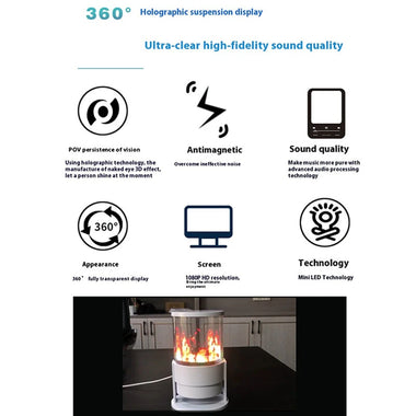 3D Hologram Projector Fan With Built-in Bluetooth Speaker 360 Viewing Angle Cylindrica Screen Advertising Display Machine APP Control