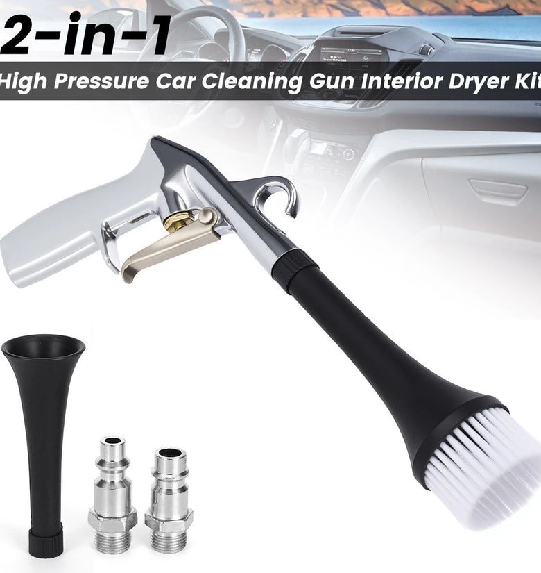 High Pressure Blower Interior Cleaner Car Cleaning Machine Interior Dryer Car Detailing Kit Interior Cleaner 360 Degree Swivel Air Blow Machine with Tapered Nozzle Detail Brush for Efficient Cleaning