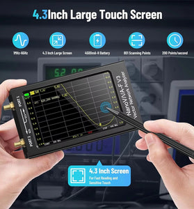 NanoVNA F V3 Vector Network Analyzer 1MHz to 6GHz TDR Function 4.3 Inch Resistive Touchscreen High Accuracy Fast Sweep Speed VNA Analyzer