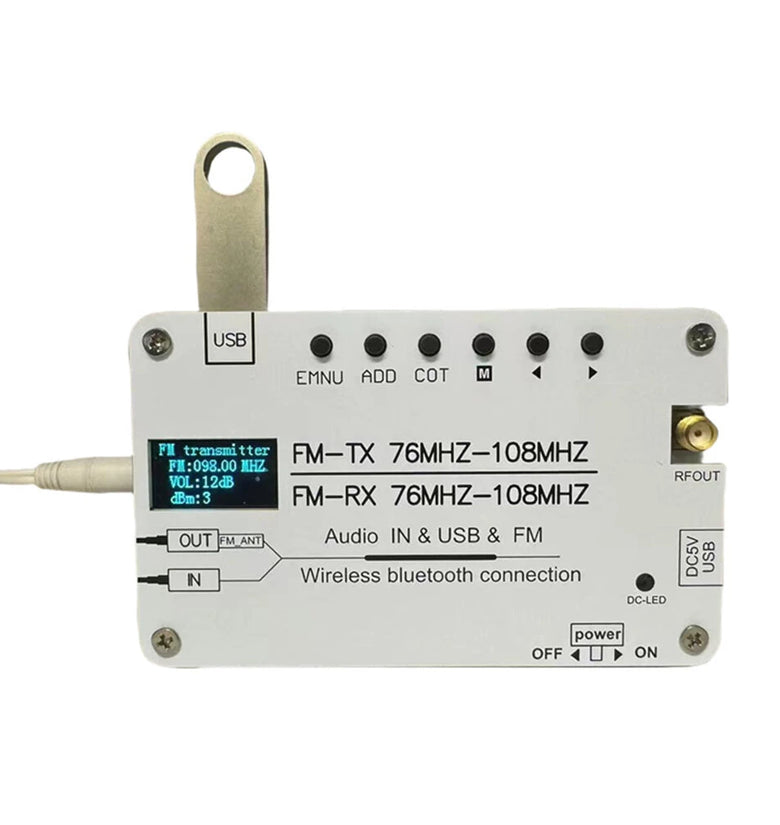 Multi-function FM Transmitter Receiver Bluetooth AUX USB Audio 76MHz-108MHz Built-in Rechargeable Battery Portable Radio