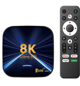TV98 H618 Android14.0 TV Box 8K Ultra HD HDR10+ 4GB RAM 64GB Storage Allwinner H618 Quad-Core Dual-Band Wi-Fi BT5.0 8K Streaming Device Smart Media Player Set Top Box