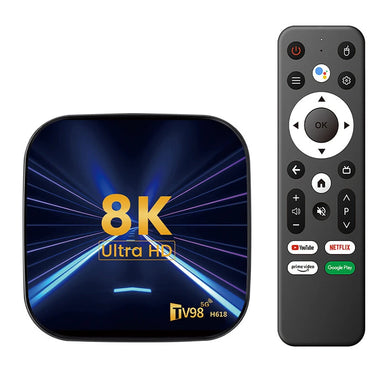 TV98 H618 Android14.0 TV Box 8K Ultra HD HDR10+ 4GB RAM 64GB Storage Allwinner H618 Quad-Core Dual-Band Wi-Fi BT5.0 8K Streaming Device Smart Media Player Set Top Box