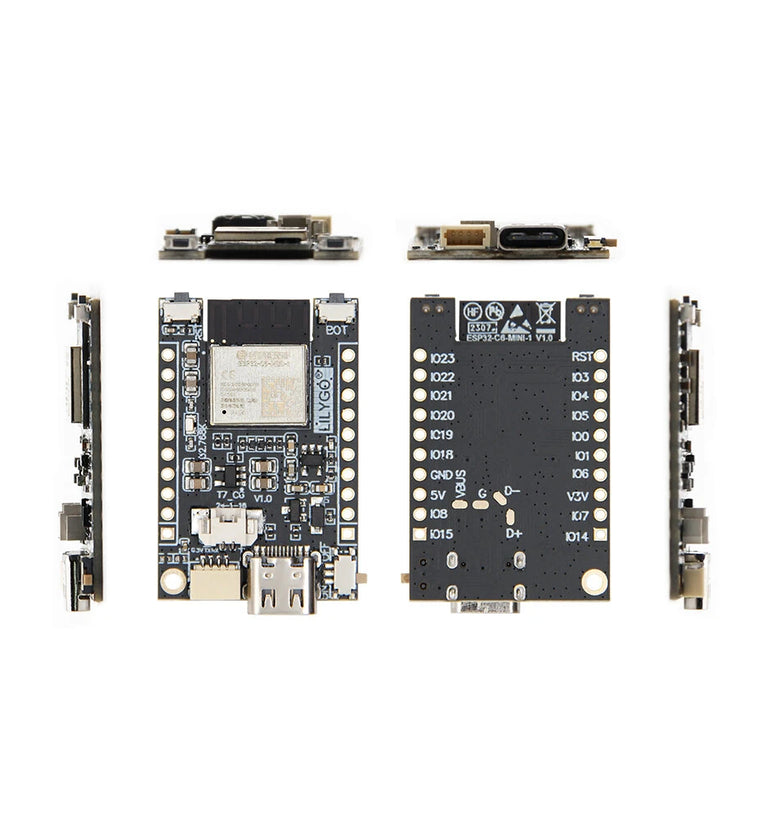 LILYGO T7-C6 ESP32-C6-MINI-1 Wi-Fi6 BLE5 Thread/Zig bee SoC Development Board With Charging Chip TP4065 Wireless Protocol Bluetooth 5 Onboard BOOT Reset Switch