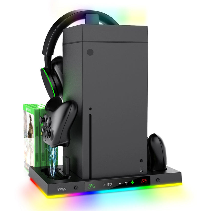 Ipega PG-XBX024S Rooftop Cooling Fan for Xbox Series X Host RGB Intelligent Temperature Control Base + Top Headphone Hangers