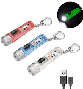 BIKIGHT M300 GITD-Green Self-luminous 400LM 6500K EDC Keychain Flashlight with RGB Sidelight, Magnetic Tail Repair Work Lamp Type-C Rechargeable Mini UV Flashlight