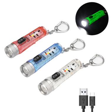 BIKIGHT M300 GITD-Green Self-luminous 400LM 6500K EDC Keychain Flashlight with RGB Sidelight, Magnetic Tail Repair Work Lamp Type-C Rechargeable Mini UV Flashlight