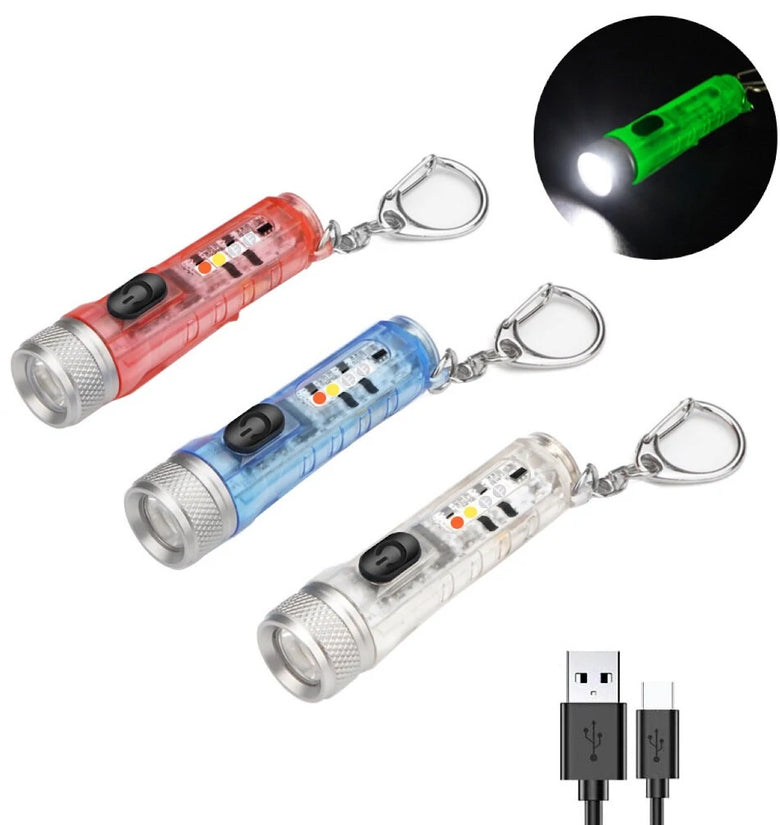 BIKIGHT M300 GITD-Green Self-luminous 400LM 6500K EDC Keychain Flashlight with RGB Sidelight, Magnetic Tail Repair Work Lamp Type-C Rechargeable Mini UV Flashlight