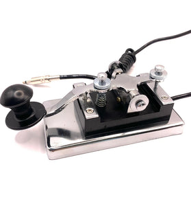 K4 Morse Code Key Stainless Steel Manual CW Keyer 0.8kg Heavy Stable Design Upgraded 3.5mm Plug for Shortwave Radio Communication