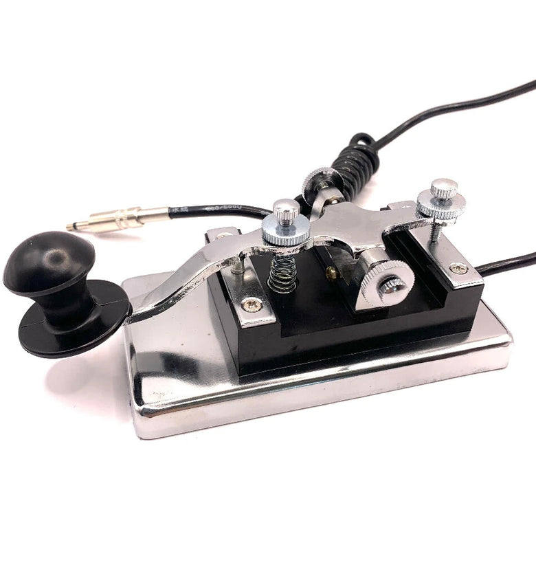 K4 Morse Code Key Stainless Steel Manual CW Keyer 0.8kg Heavy Stable Design Upgraded 3.5mm Plug for Shortwave Radio Communication