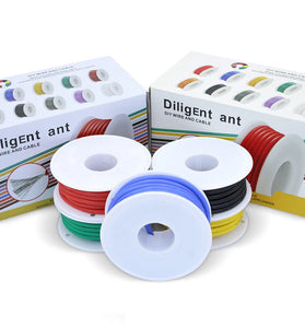 30AWG 20m/roll Super Soft Silicone Wire Heat Resistant Flexible Tinned Copper Stranded Cable DIY 5 Colors Mix Box Electirc Wire Red Black Yellow Blue Green