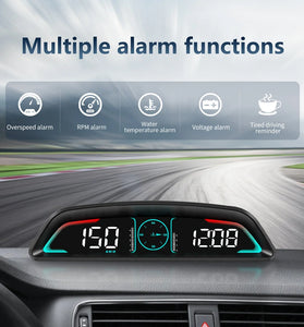 Universal Car Head-Up Display HUD Multi-Functional Display Multiple Alarm Functions Time Speed Distance Driving Fuel Consumption