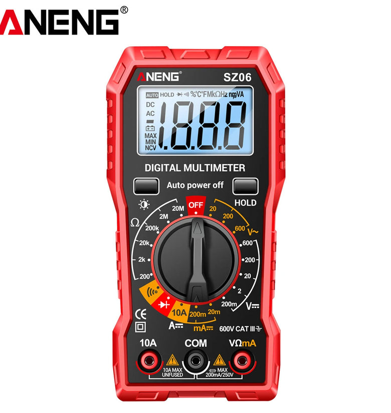 ANENG SZ06 Digital Multimeter High Accuracy DC AC Voltage Current Resistance Tester Auto Shutdown 2000 Max Count Backlit Screen