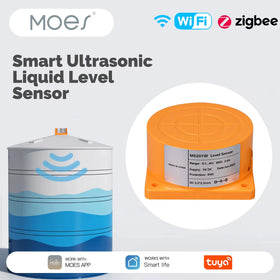 MOES Tuya WiFi/ZigBee3.0 Smart Water Level Sensor with APP Alarm Alert Ultrasonic Tank Monitor Remote Detector