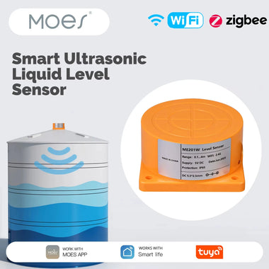 MOES Tuya WiFi/ZigBee3.0 Smart Water Level Sensor with APP Alarm Alert Ultrasonic Tank Monitor Remote Detector