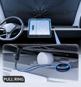 Car Front Windshield Pull Ring Retractable Sunshade for Windshield Heat UV Protection Foldable Summer Protection Car Seat Heat Insulation
