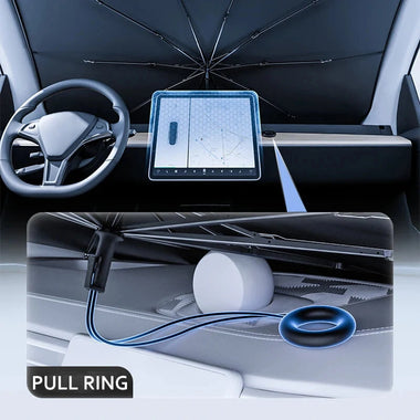 Car Front Windshield Pull Ring Retractable Sunshade for Windshield Heat UV Protection Foldable Summer Protection Car Seat Heat Insulation